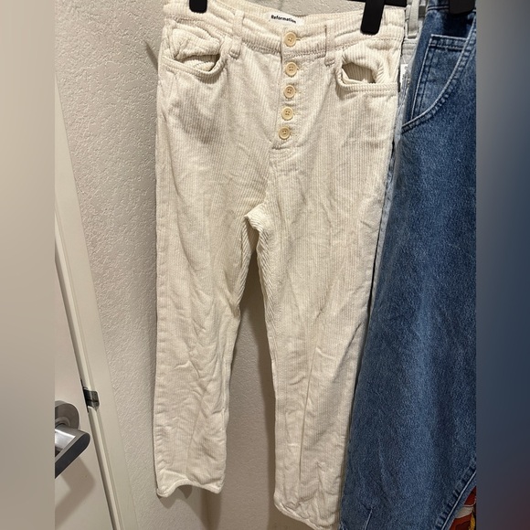 Reformation Cynthia Button Fly High Rise Straight Corduroy Pants - Picture 5 of 7